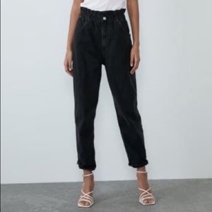 ZARA⚫️paper bag mom jeans